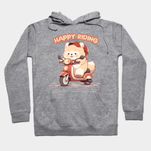 Cartoon Dog Rides Motorcycle to Fun Hoodie